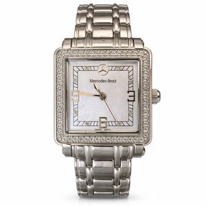 Mercedes-Benz Swiss Watch Silver Tone Rhinestone Bezel